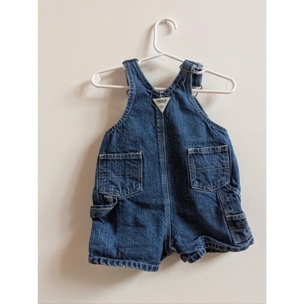 Vtg Y2K Oshkosh B'gosh Shortalls 3-6m Denim ClassicChildhood
